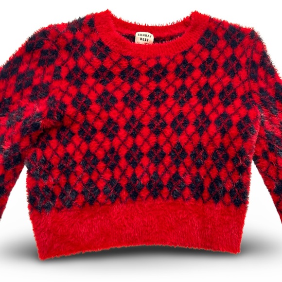 Women's Aritzia Sunday Best Argyle Kitten Cropped Pure Indigo/Crimson Si… - Picture 5 of 10